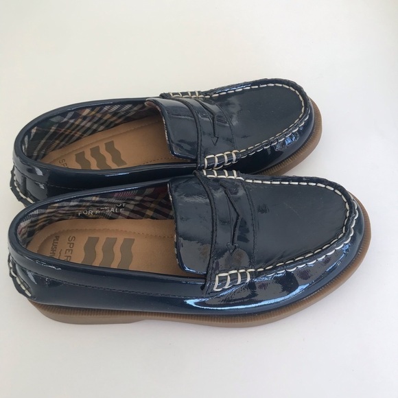 Sperry plush wave blue patent leather slip on loafers size 13 M child NWOT - Picture 4 of 9